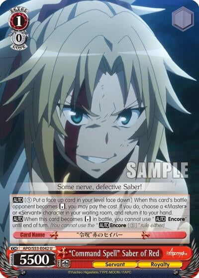 Image for "Command Spell" Saber of Red (Fate/Apocrypha) (APO/S53-E042 U) - Weiss Schwarz