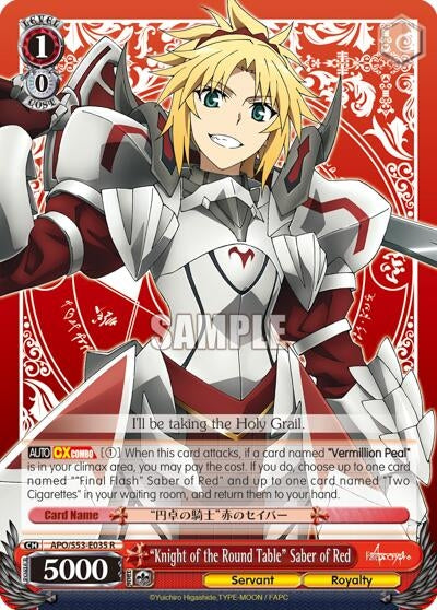 Image for "Knight of the Round Table" Saber of Red (Fate/Apocrypha) (APO/S53-E035 R) - Weiss Schwarz
