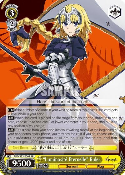 Image for "Luminosite Eternelle" Ruler (Fate/Apocrypha) (APO/S53-E002 RR) - Weiss Schwarz