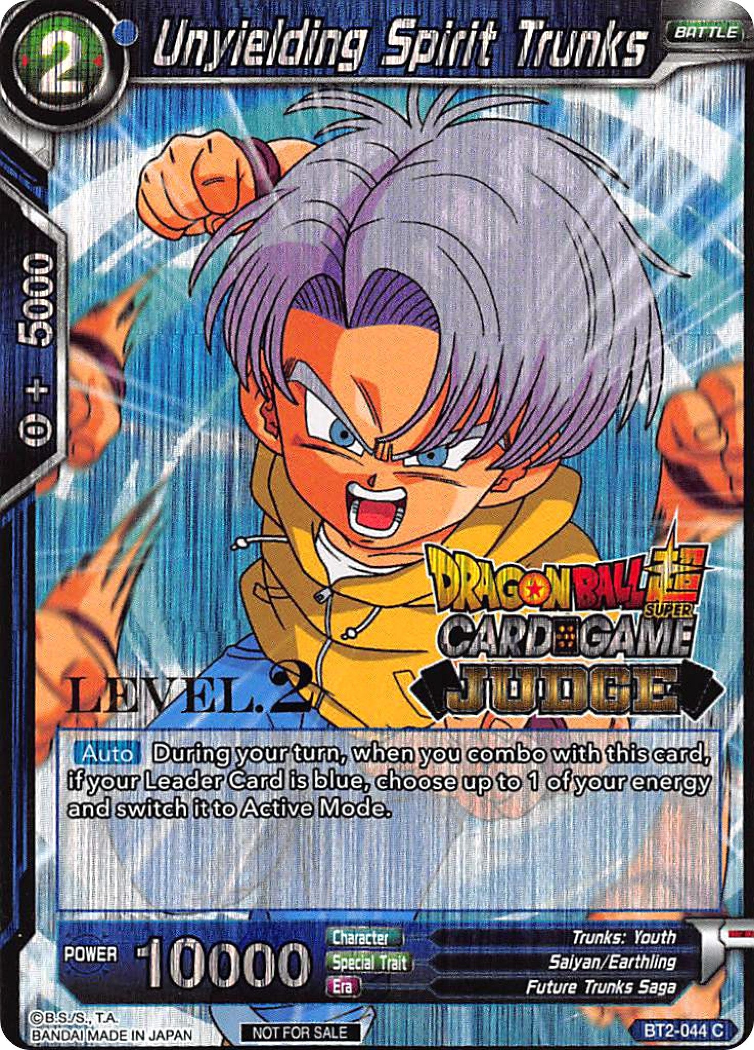 Image for Unyielding Spirit Trunks (Level 2) (Judge Promotion Cards) (BT2-044) - Dragon Ball Super: Masters