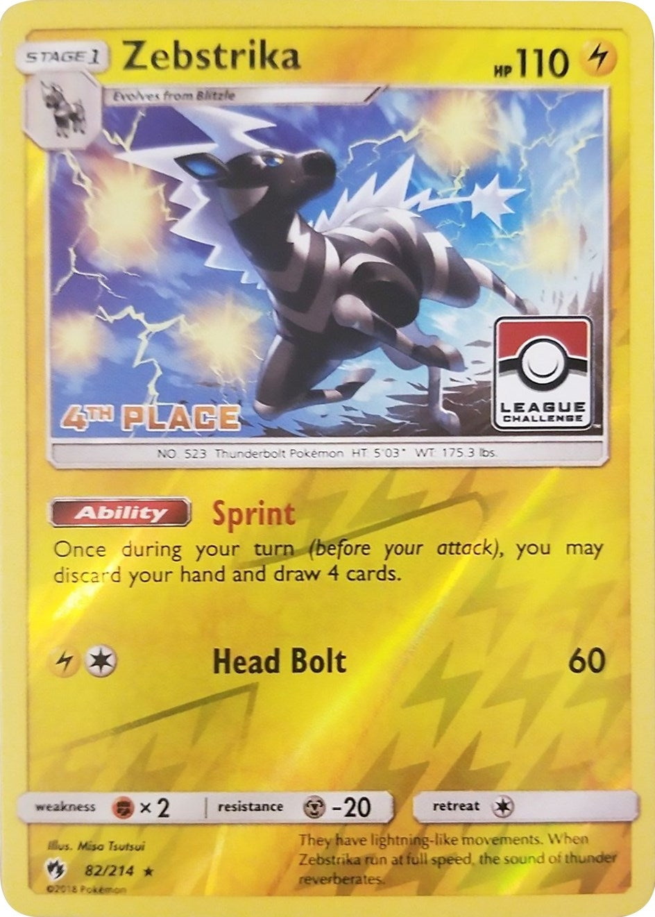 Image for Zebstrika - 82/214 (League Challenge) [4th Place] (League & Championship Cards) (082/214) - Pokemon