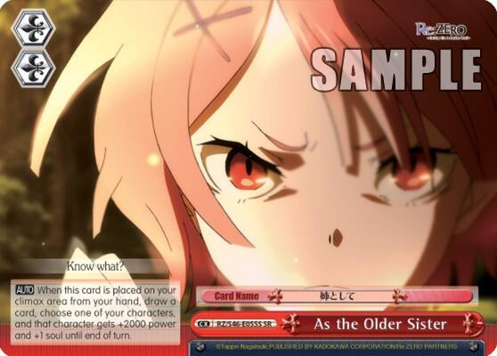 Image for As the Older Sister (SR) (Re:ZERO) (RZ/S46-E055S SR) - Weiss Schwarz
