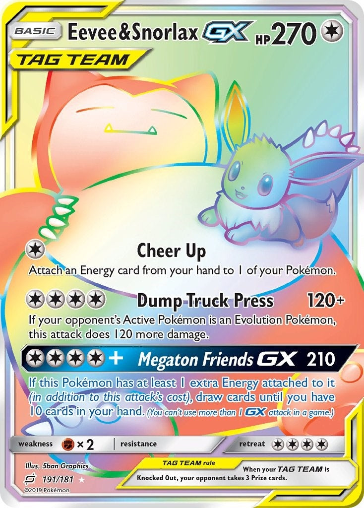 Image for Eevee & Snorlax GX (Secret) (SM - Team Up) (191/181) - Pokemon