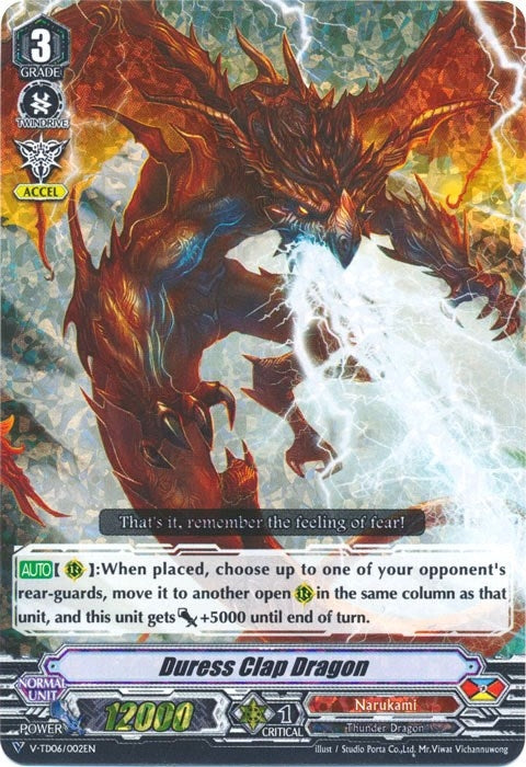 Image for Duress Clap Dragon (RRR Foil) (V-TD06: Naoki Ishida) (V-TD06/002EN) - Cardfight Vanguard