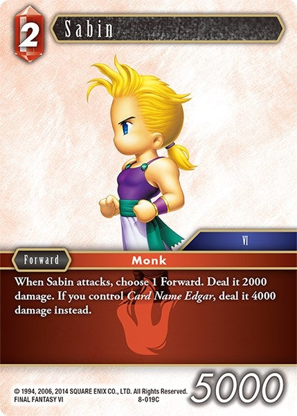 Image for Sabin (Opus VIII) (8-019C) - Final Fantasy TCG