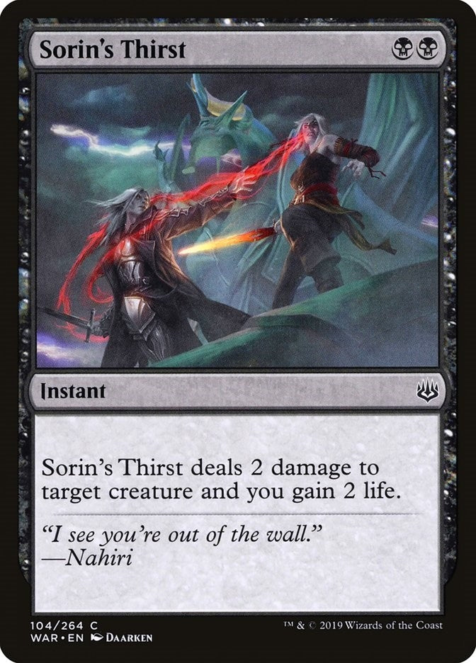 Image for Sorin's Thirst (War of the Spark) (104) - Magic: The Gathering