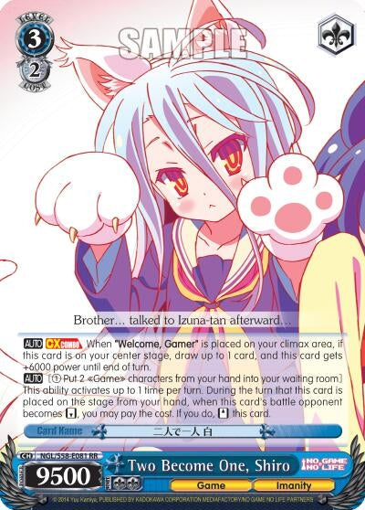 Image for Two Become One, Shiro (No Game No Life) (NGL/S58-E081 RR) - Weiss Schwarz