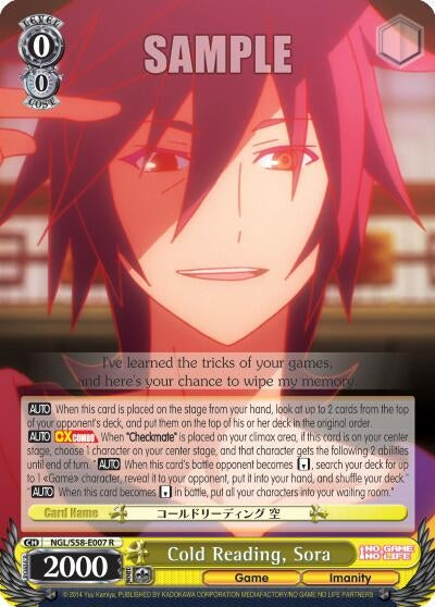 Image for Cold Reading, Sora (No Game No Life) (NGL/S58-E007 R) - Weiss Schwarz