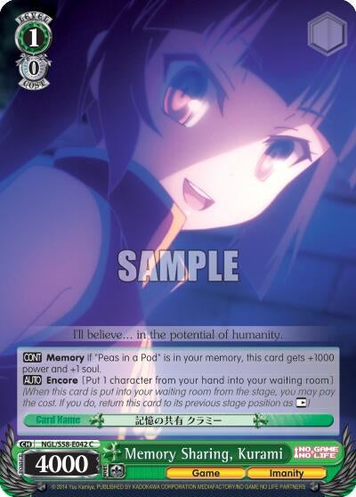 Image for Memory Sharing, Kurami (No Game No Life) (NGL/S58-E042 C) - Weiss Schwarz