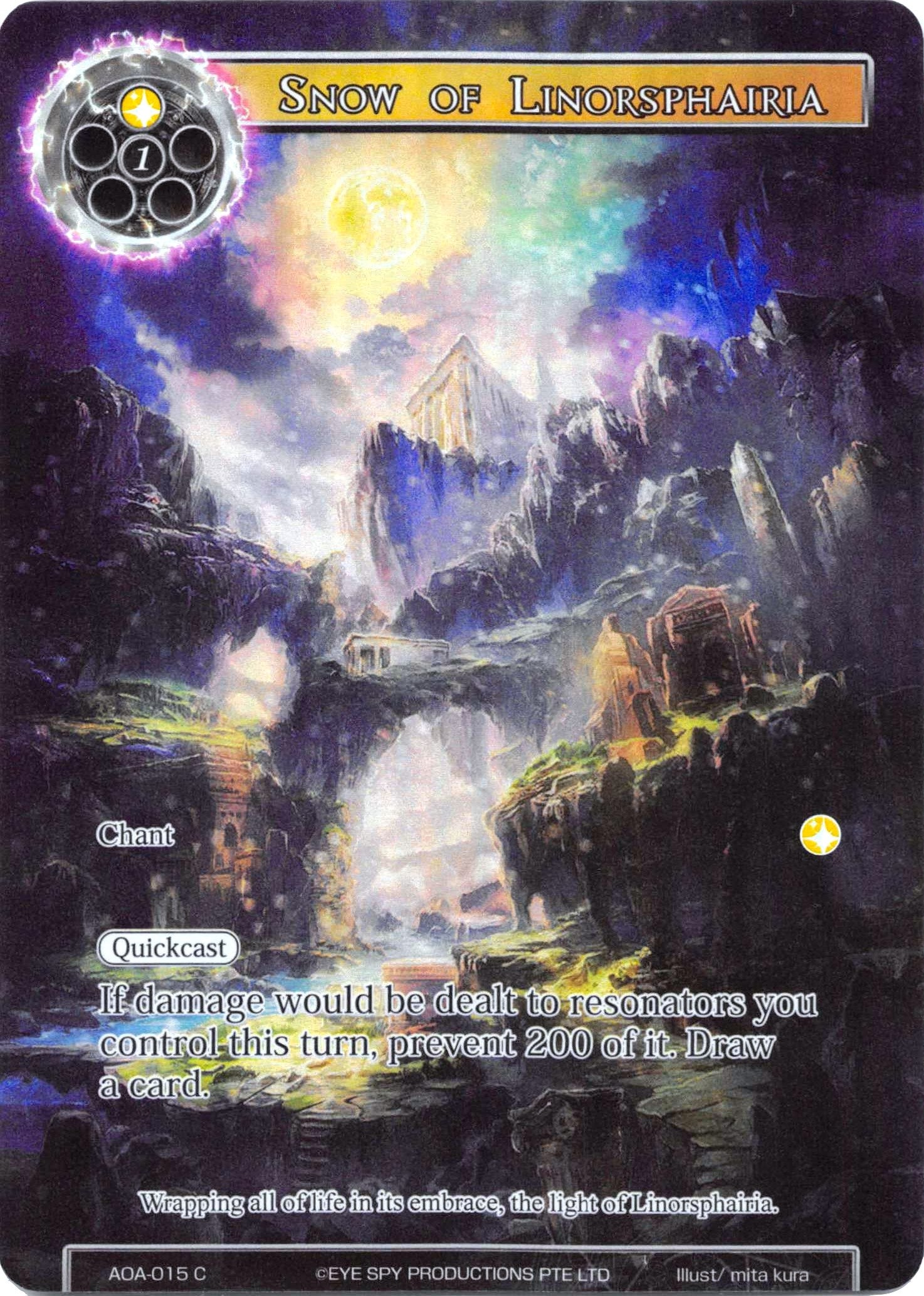 Image for Snow of Linorsphairia (Full Art) (Awakening of the Ancients) (AOA-015) - Force of Will