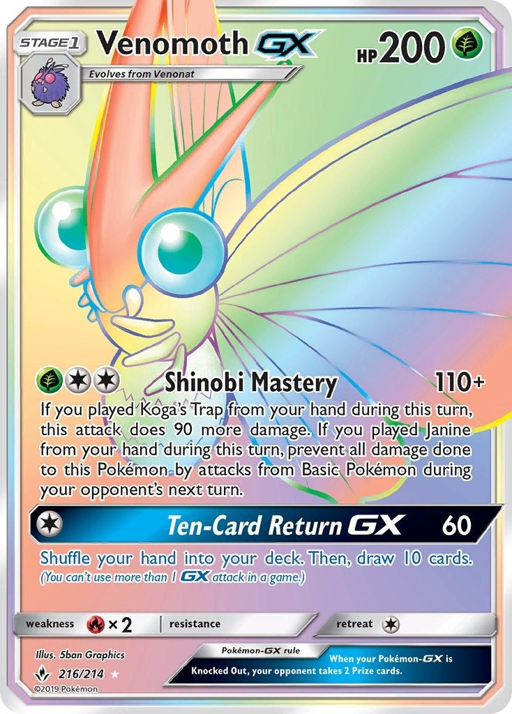 Image for Venomoth GX (Secret) (SM - Unbroken Bonds) (216/214) - Pokemon