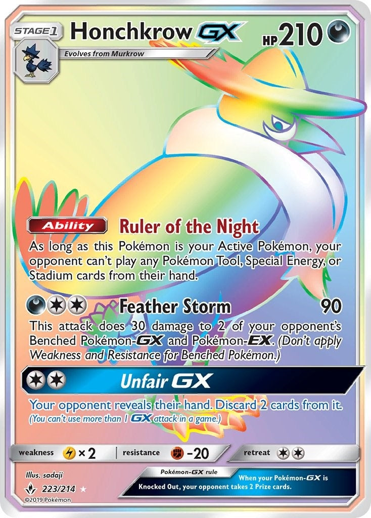 Image for Honchkrow GX (Secret) (SM - Unbroken Bonds) (223/214) - Pokemon