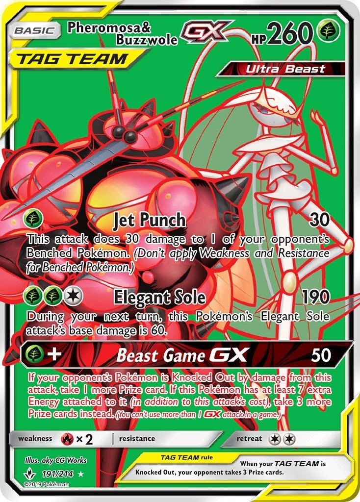 Image for Pheromosa & Buzzwole GX (191) (Full Art) (SM - Unbroken Bonds) (191/214) - Pokemon
