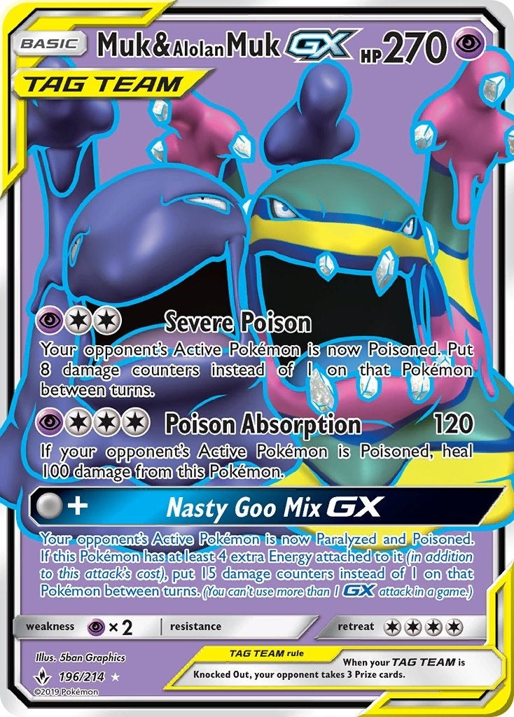 Image for Muk & Alolan Muk GX (196) (Full Art) (SM - Unbroken Bonds) (196/214) - Pokemon