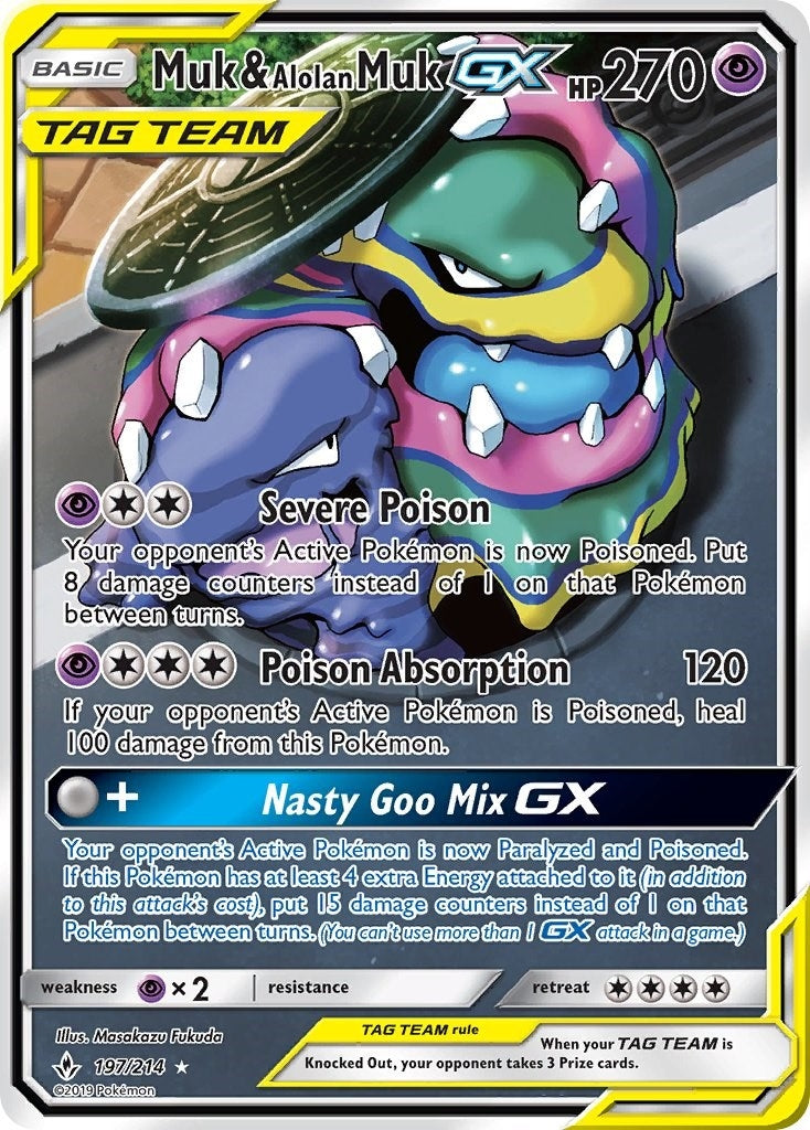 Image for Muk & Alolan Muk GX (197) (Full Art) (SM - Unbroken Bonds) (197/214) - Pokemon