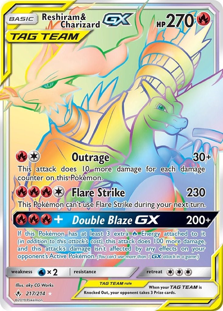 Image for Reshiram & Charizard GX (Secret) (SM - Unbroken Bonds) (217/214) - Pokemon