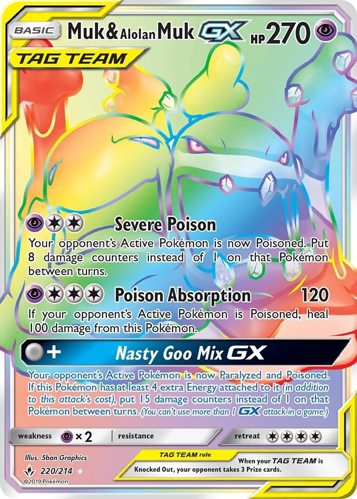 Image for Muk & Alolan Muk GX (Secret) (SM - Unbroken Bonds) (220/214) - Pokemon