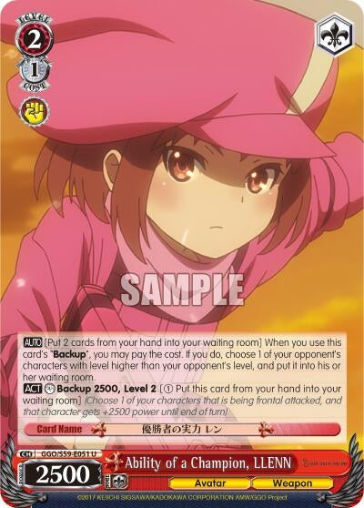 Image for Ability of a Champion, LLENN (Gun Gale Online) (GGO/S59-E051 U) - Weiss Schwarz