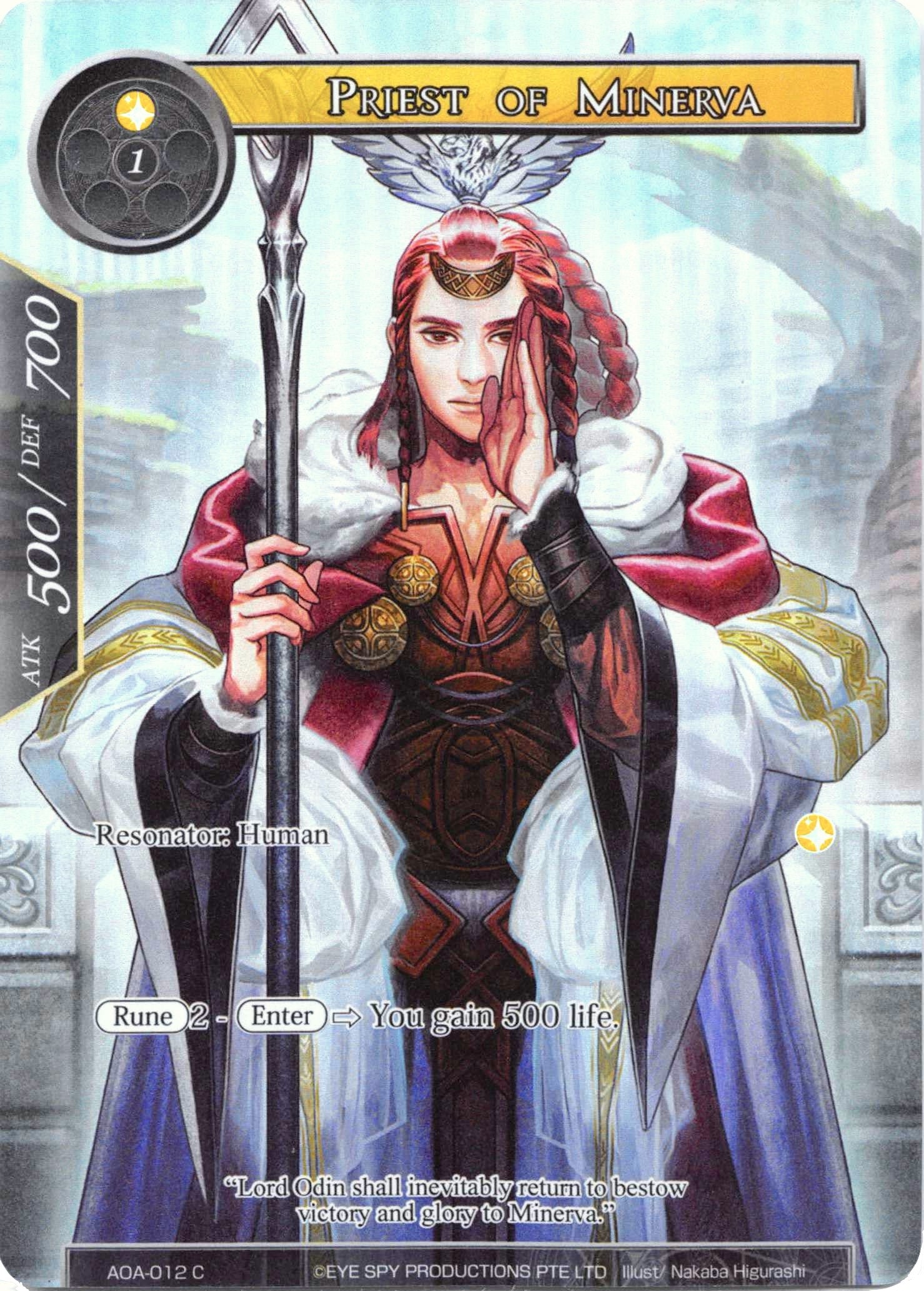 Image for Priest of Minerva (Full Art) (Awakening of the Ancients) (AOA-012) - Force of Will