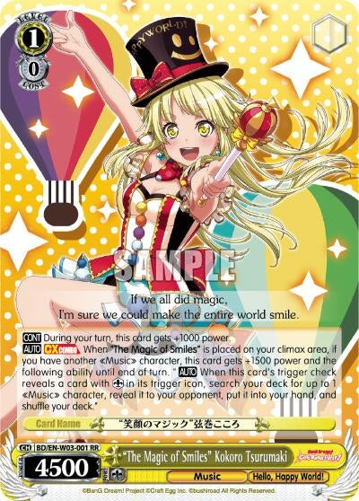 Image for "The Magic of Smiles" Kokoro Tsurumaki (BanG Dream! Girls Band Party! MULTI LIVE) (BD/EN-W03-001 RR) - Weiss Schwarz