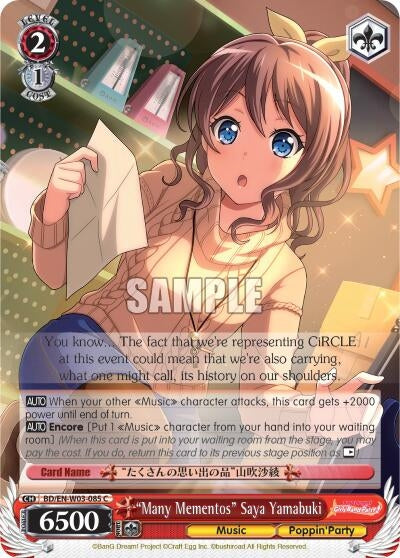 Image for "Many Mementos" Saya Yamabuki (BanG Dream! Girls Band Party! MULTI LIVE) (BD/EN-W03-085 C) - Weiss Schwarz