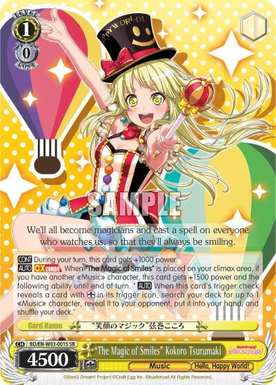 Image for "The Magic of Smiles" Kokoro Tsurumaki (SR) (BanG Dream! Girls Band Party! MULTI LIVE) (BD/EN-W03-001S SR) - Weiss Schwarz