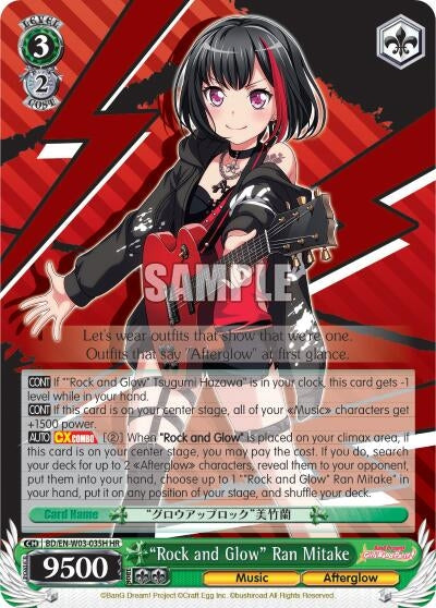 Image for "Rock and Glow" Ran Mitake (HR) (BanG Dream! Girls Band Party! MULTI LIVE) (BD/EN-W03-035H HR) - Weiss Schwarz