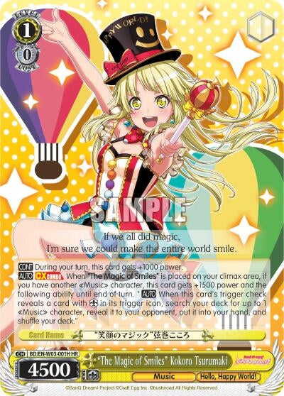 Image for "The Magic of Smiles" Kokoro Tsurumaki (HR) (BanG Dream! Girls Band Party! MULTI LIVE) (BD/EN-W03-001H HR) - Weiss Schwarz