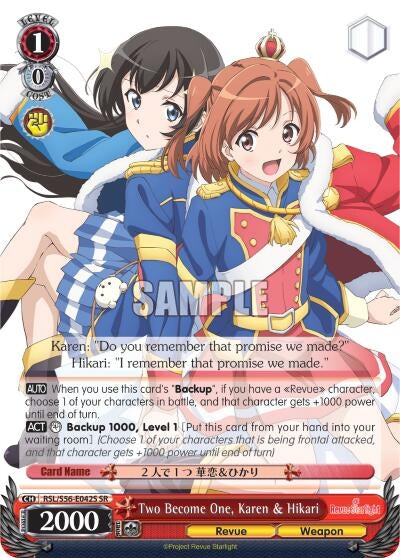 Image for Two Become One, Karen & Hikari (SR) (Revue Starlight) (RSL/S56-E042S SR) - Weiss Schwarz