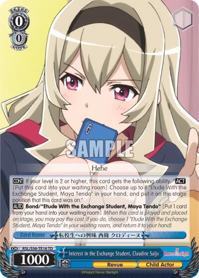 Image for Interest in the Exchange Student, Claudine Saijo (Revue Starlight) (RSL/S56-TE16 TD) - Weiss Schwarz