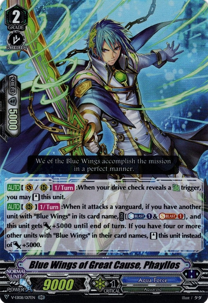 Image for Blue Wings of Great Cause, Phayllos (V-EB08: My Glorious Justice) (V-EB08/017EN) - Cardfight Vanguard