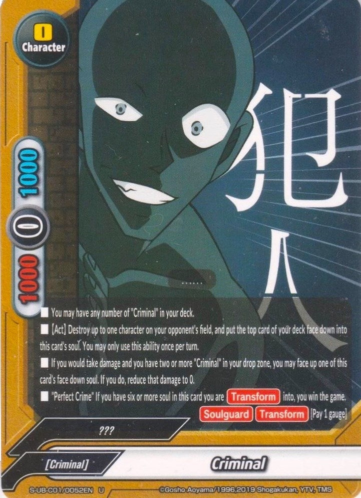 Image for Criminal (C) (S-UB-C01: Case Closed) (S-UB-C01/0052EN) - Future Card BuddyFight