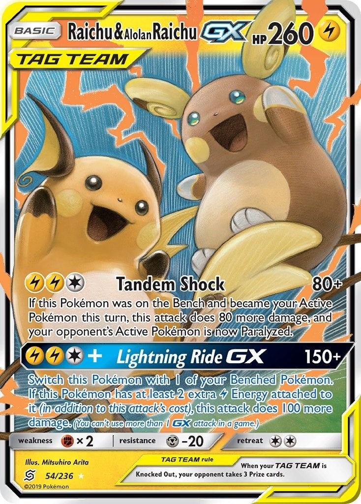 Image for Raichu & Alolan Raichu GX (SM - Unified Minds) (54/236) - Pokemon