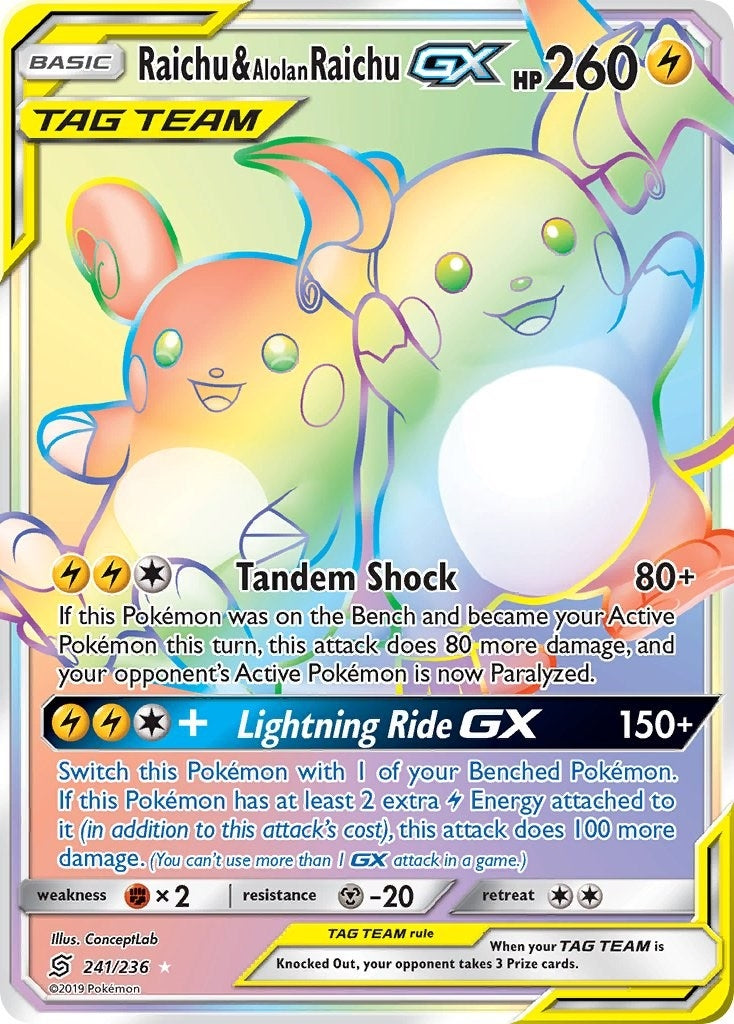 Image for Raichu & Alolan Raichu GX (Secret) (SM - Unified Minds) (241/236) - Pokemon