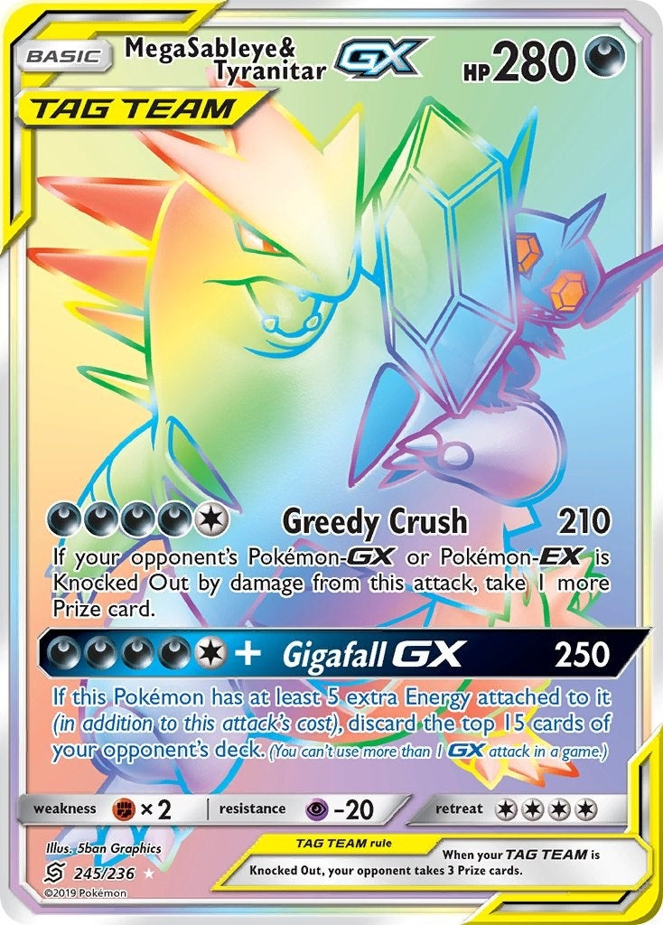 Image for Mega Sableye & Tyranitar GX (Secret) (SM - Unified Minds) (245/236) - Pokemon