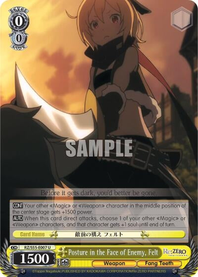 Image for Posture in the Face of Enemy, Felt (Re:ZERO Vol.2) (RZ/S55-E007 U) - Weiss Schwarz