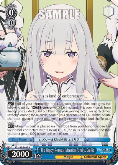 Image for The Happy Roswaal Mansion Family, Emilia (Re:ZERO Vol.2) (RZ/S55-E065 R) - Weiss Schwarz
