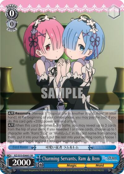 Image for Charming Servants, Ram & Rem (SR) (Re:ZERO Vol.2) (RZ/S55-E066S SR) - Weiss Schwarz