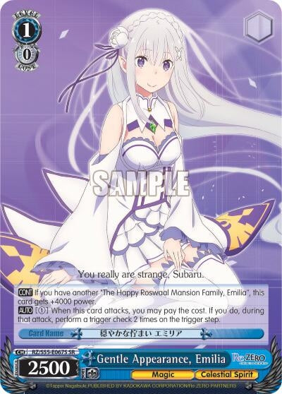 Image for Gentle Appearance, Emilia (SR) (Re:ZERO Vol.2) (RZ/S55-E067S SR) - Weiss Schwarz