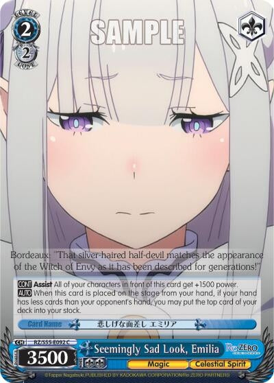 Image for Seemingly Sad Look, Emilia (Re:ZERO Vol.2) (RZ/S55-E092 C) - Weiss Schwarz