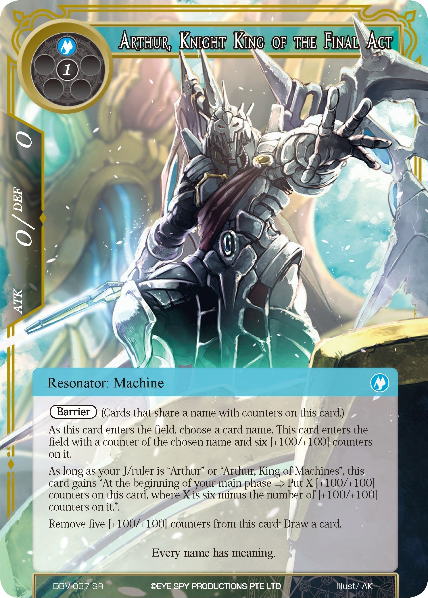 Image for Arthur, Knight King of the Final Act (The Decisive Battle of Valhalla) (DBV-037) - Force of Will