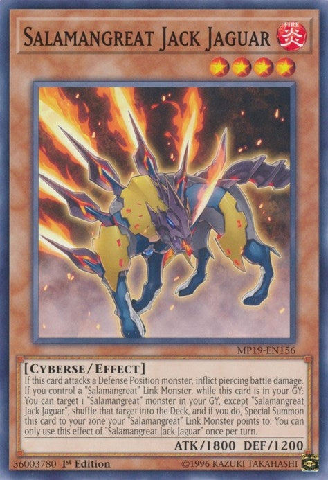 Image for Salamangreat Jack Jaguar (2019 Gold Sarcophagus Tin Mega Pack) (MP19-EN156) - YuGiOh