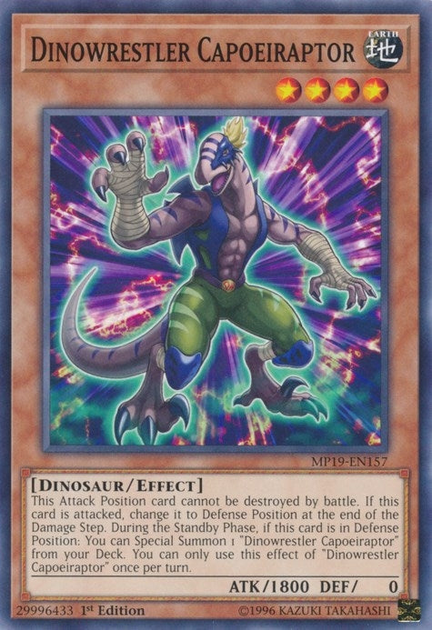 Image for Dinowrestler Capoeiraptor (2019 Gold Sarcophagus Tin Mega Pack) (MP19-EN157) - YuGiOh