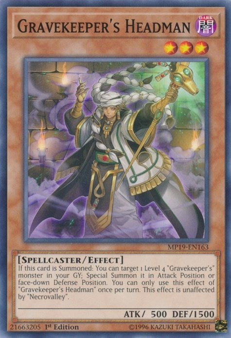 Image for Gravekeeper's Headman (2019 Gold Sarcophagus Tin Mega Pack) (MP19-EN163) - YuGiOh