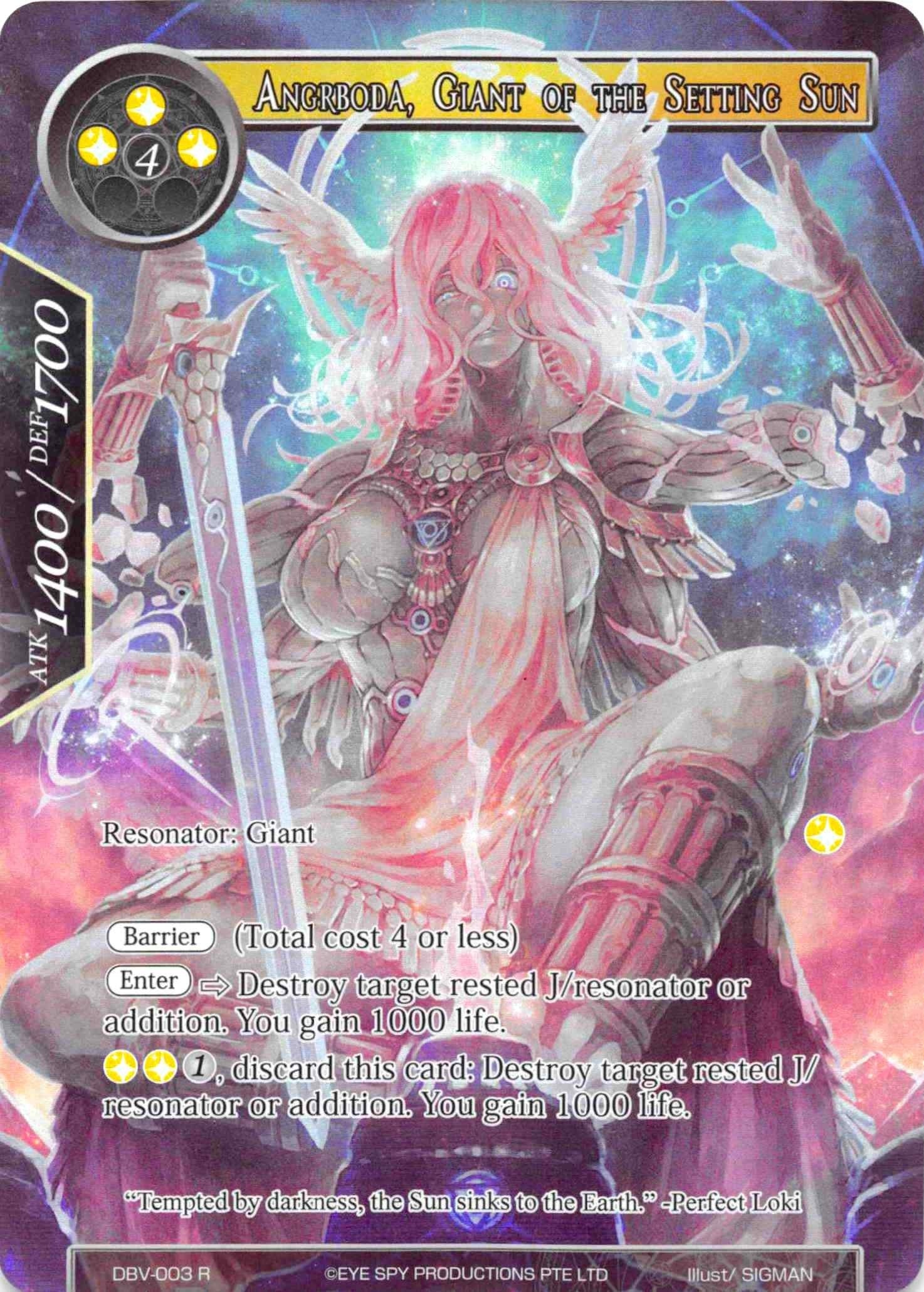 Image for Angrboda, Giant Of The Setting Sun (Full Art) (The Decisive Battle of Valhalla) (DBV-003) - Force of Will
