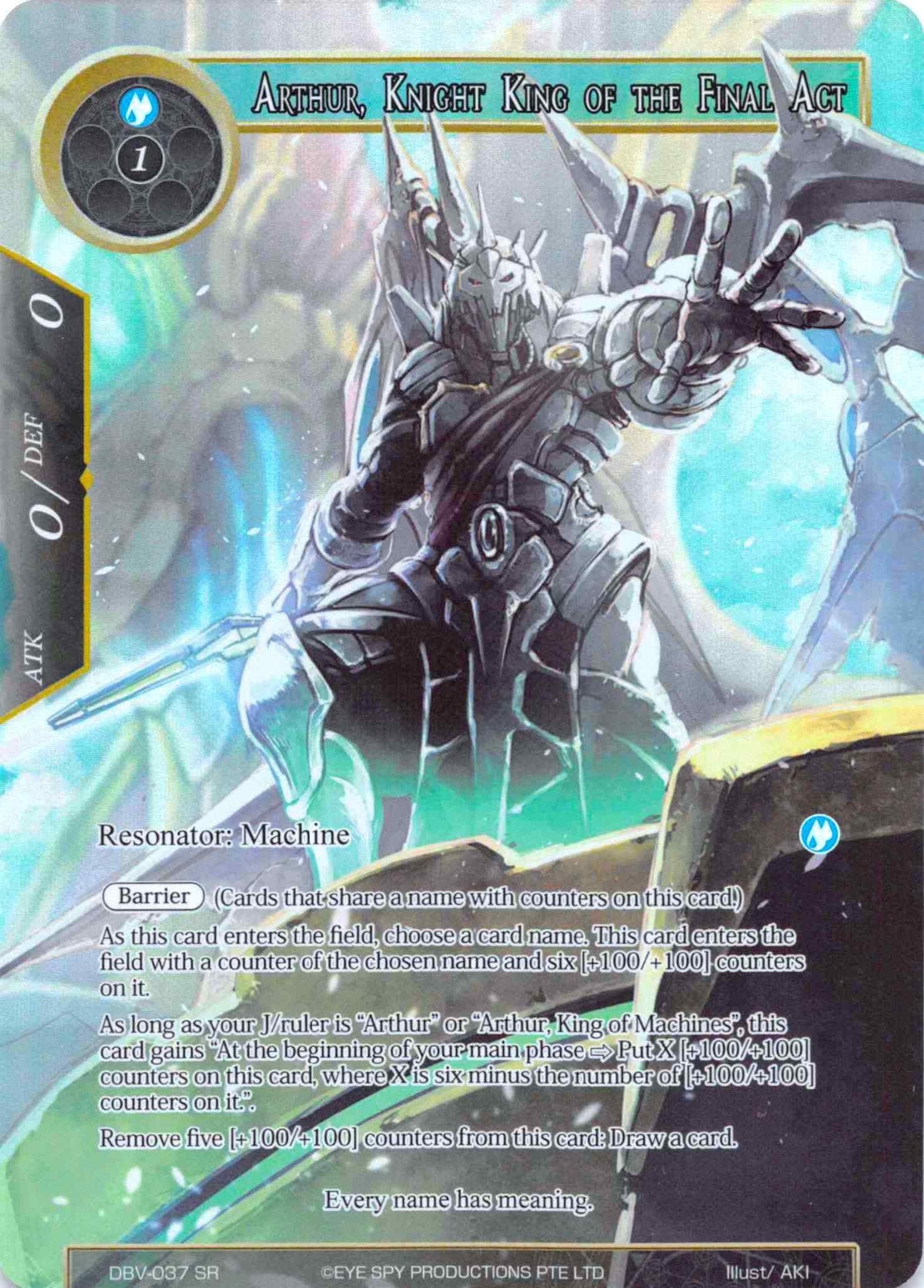 Image for Arthur, Knight King of the Final Act (Full Art) (The Decisive Battle of Valhalla) (DBV-037) - Force of Will