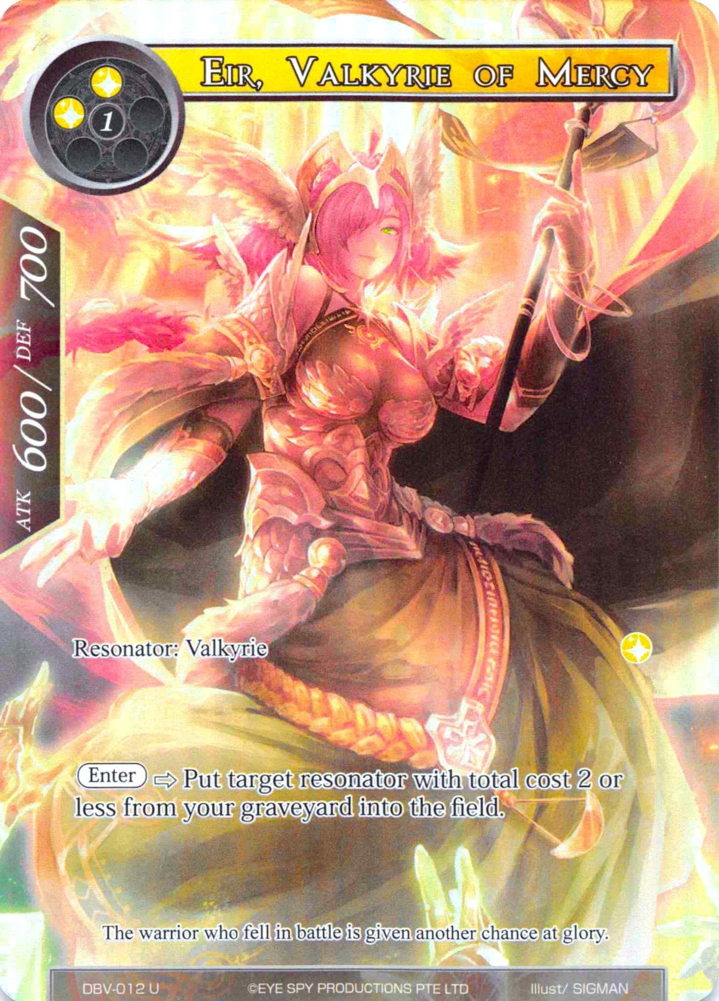 Image for Eir, Valkyrie of Mercy (Full Art) (The Decisive Battle of Valhalla) (DBV-012) - Force of Will