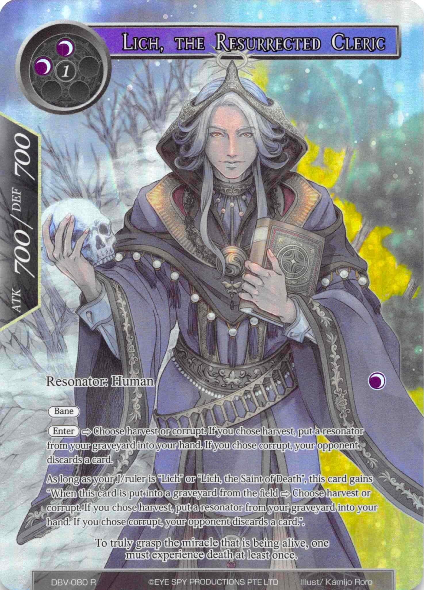Image for Lich, the Resurrected Cleric (Full Art) (The Decisive Battle of Valhalla) (DBV-080) - Force of Will