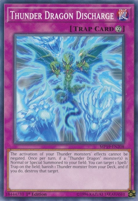 Image for Thunder Dragon Discharge (2019 Gold Sarcophagus Tin Mega Pack) (MP19-EN208) - YuGiOh