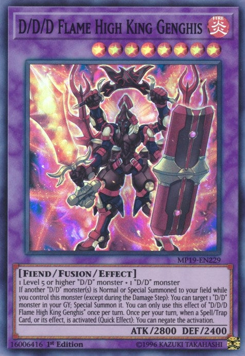 Image for D/D/D Flame High King Genghis (2019 Gold Sarcophagus Tin Mega Pack) (MP19-EN229) - YuGiOh